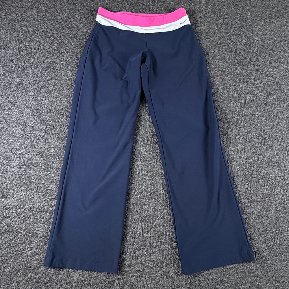 Nike Pants Womens S Dri-FIT Training Navy Blue Pink Color-block EUC